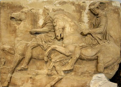 Cavaliers dans la procession des Grandes Panathénées - Détail de la frise du Parthénon