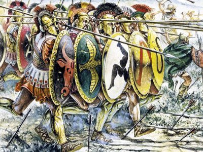 Guerriers grecs au combat -  hoplites