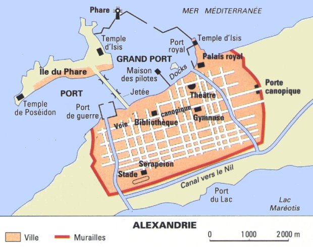 Plan d’Alexandrie à l’époque hellénistique
