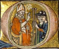 Bénédiction de deux pèlerins - Manuscrit de la bibliothèque Sainte–Geneviève
