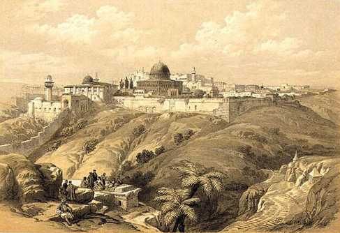 La vallée du Cédron et Jérusalem<br />D. Roberts - 1855