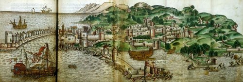 Le port de Rhodes - Gravure de l’ouvrage de Breydenbach - BNF