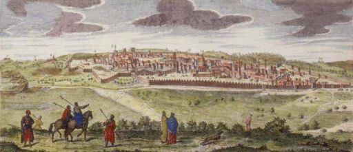 Vue de la cité de Jérusalem - Cornelius de Bruyn - Voyage au Levant - 1698
