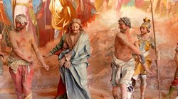 Un soldat gifle le Christ devant le Grand Prêtre